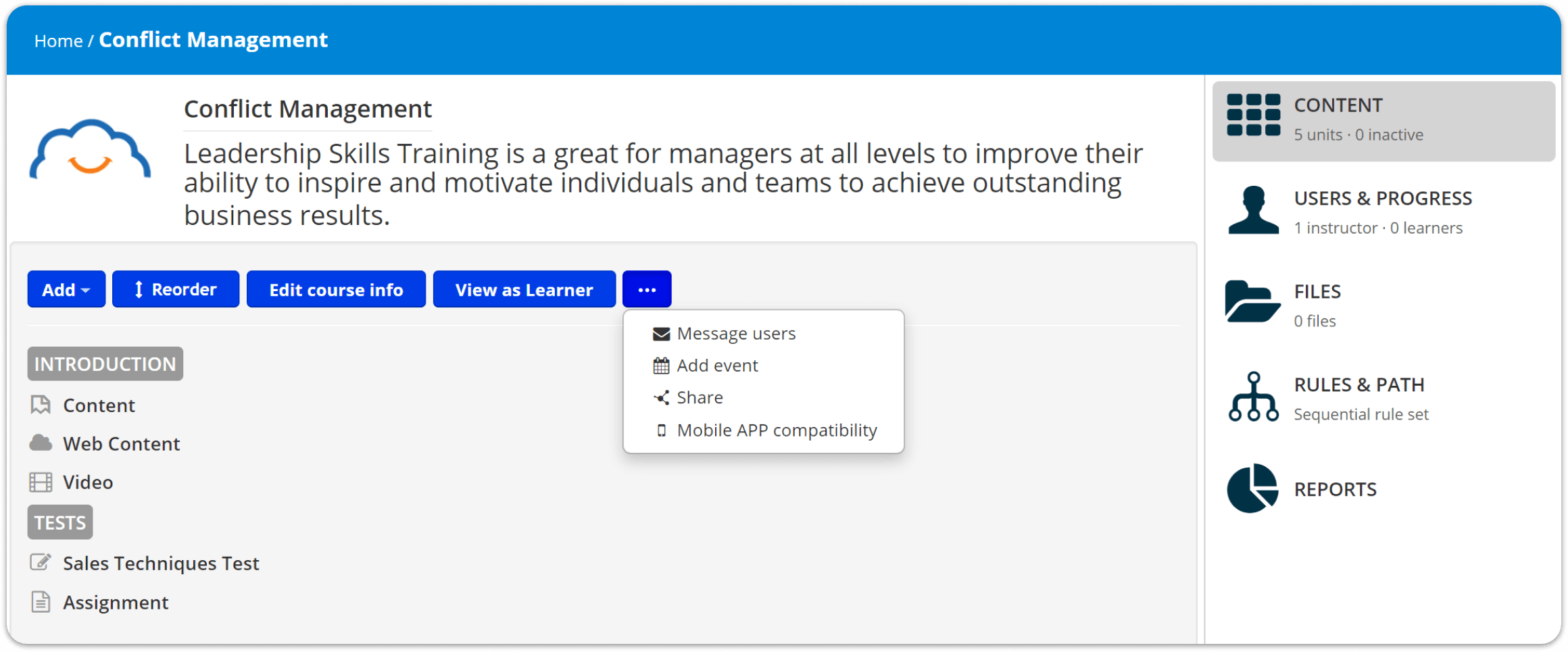 Course Dashboard - TalentLMS