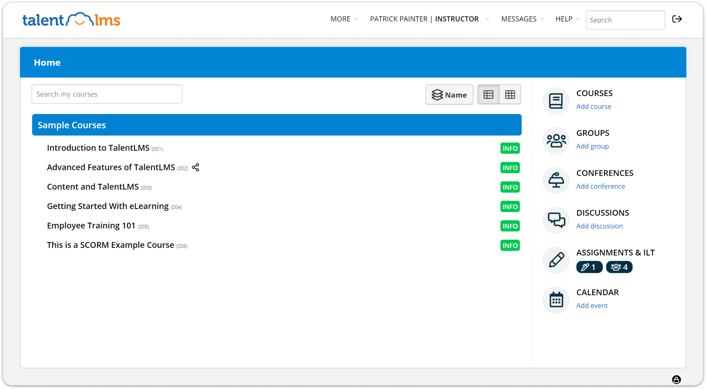 Instructor Dashboard View - TalentLMS