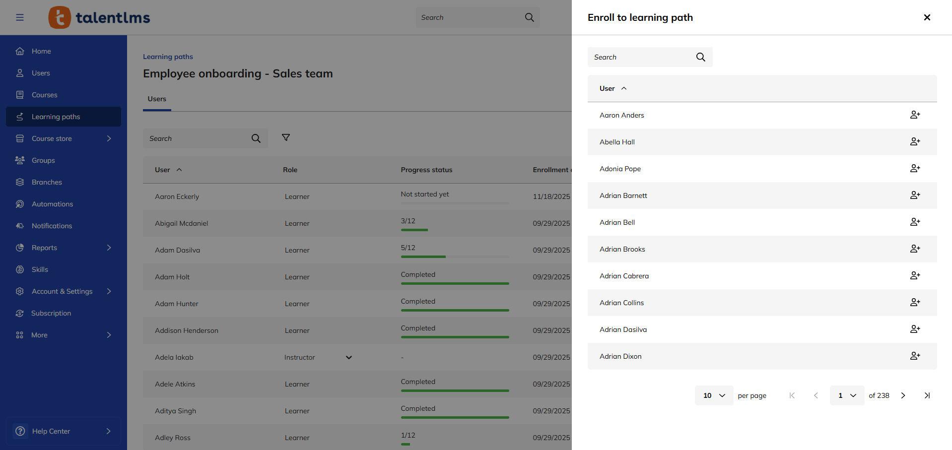 Admin - Learning Path enrollment
