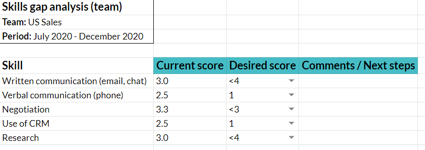 Skills gap analysis template | Skills gap analysis team example