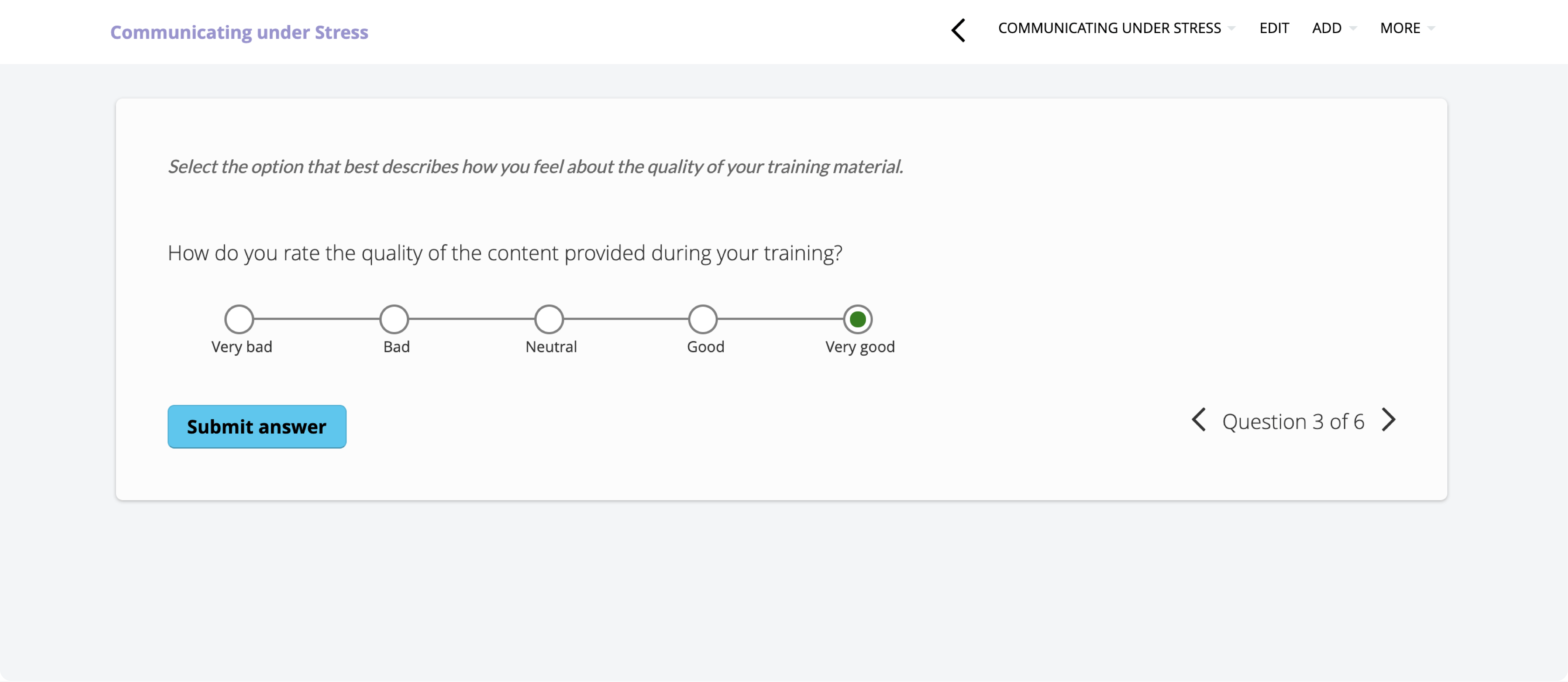 TalentLMS 4.10 update: Likert scale questions Example 3