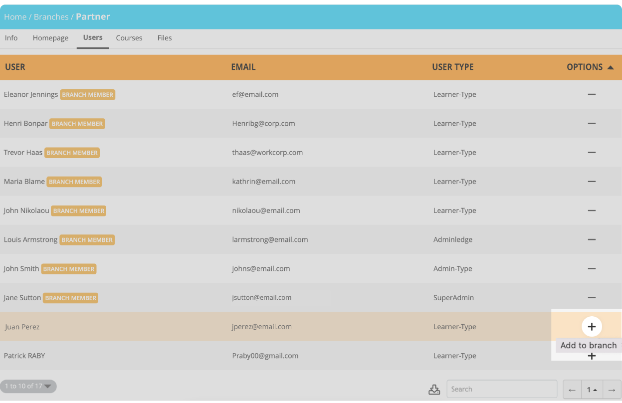 TalentLMS branches: How to add users to a branch