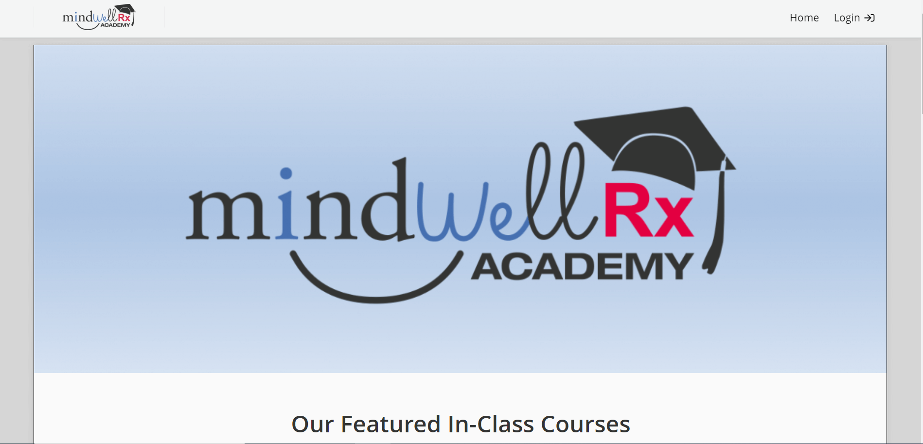 page d'accueil du portail de formation de l'académie mindwell rx