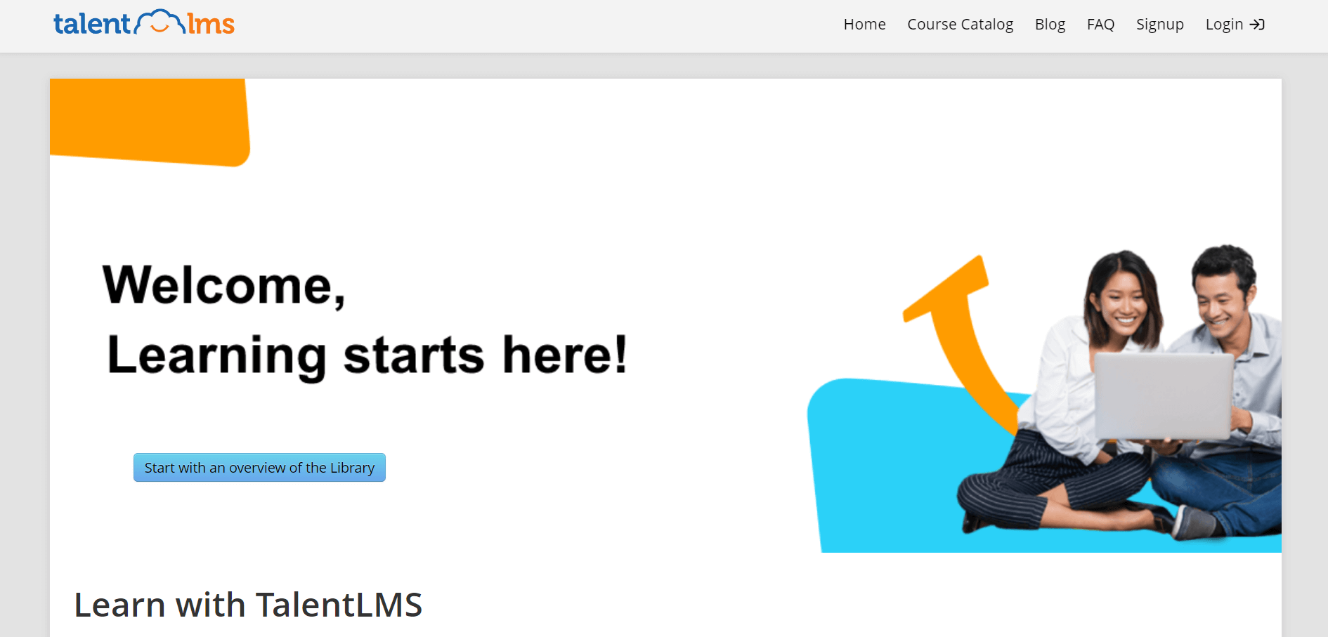 Page d'accueil du portail de formation TalentLMS