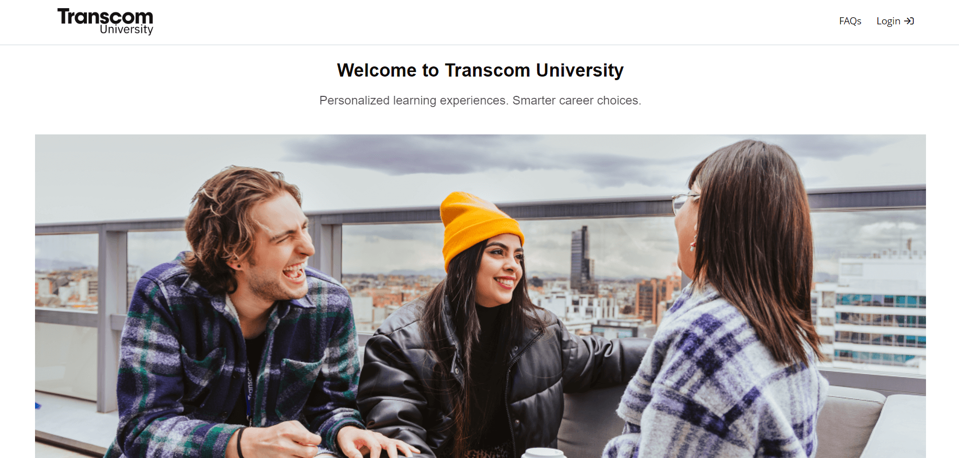 page d'accueil du portail de formation transcom
