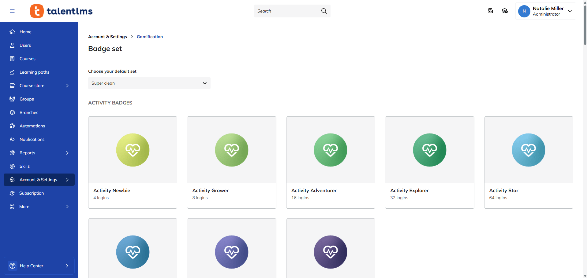 Screenshot of TalentLMS gamification feature