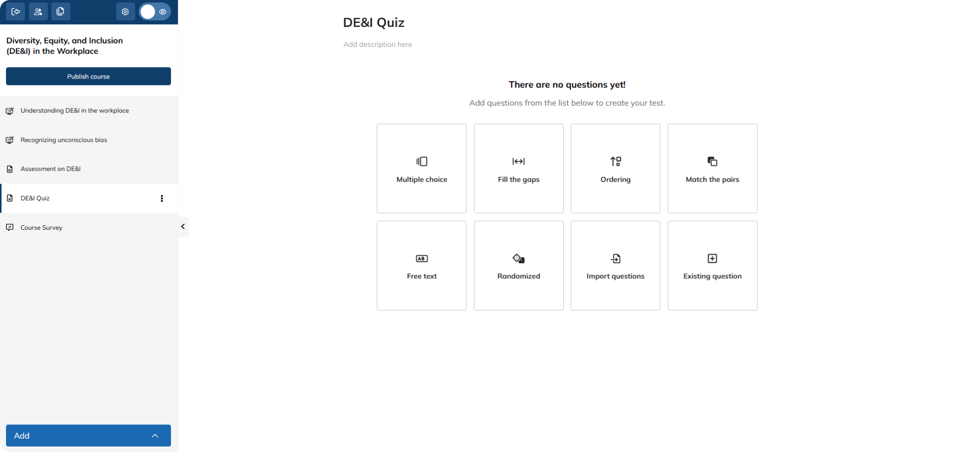 Assessment features in TalentLMS