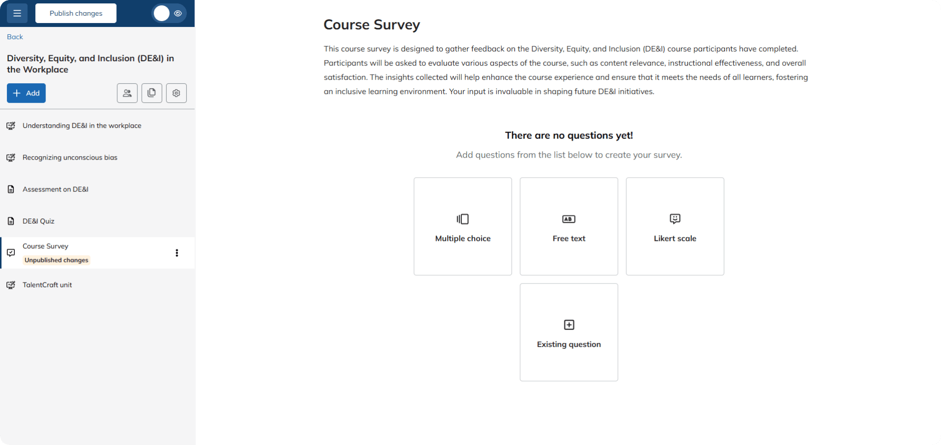 Course survey in TalentLMS.