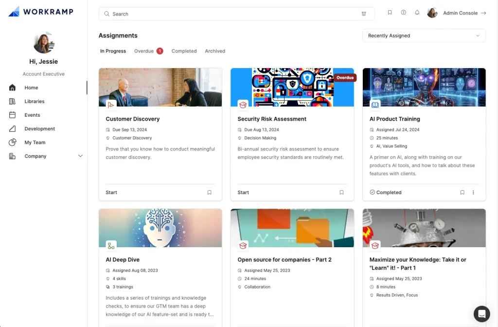 workramp LMS homepage