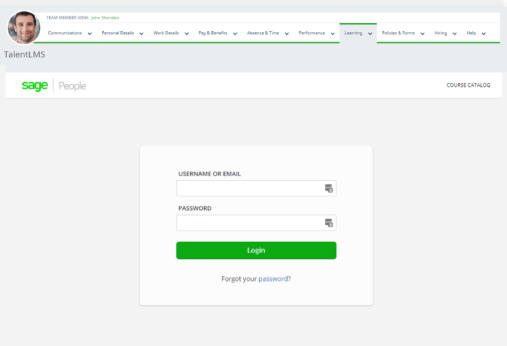 Learner Login Page | TalentLMS - Sage People