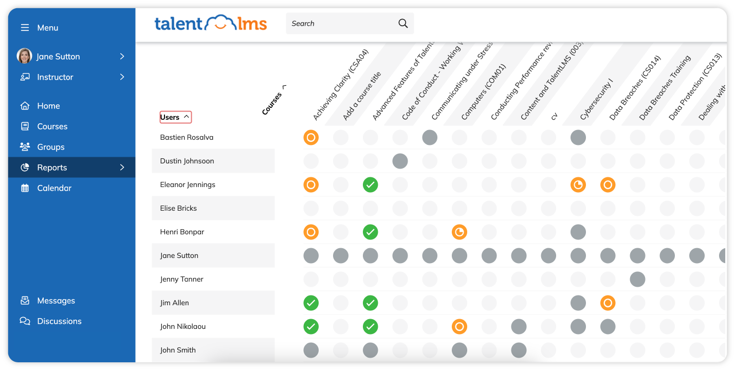 TalentLMS and the instructor view.