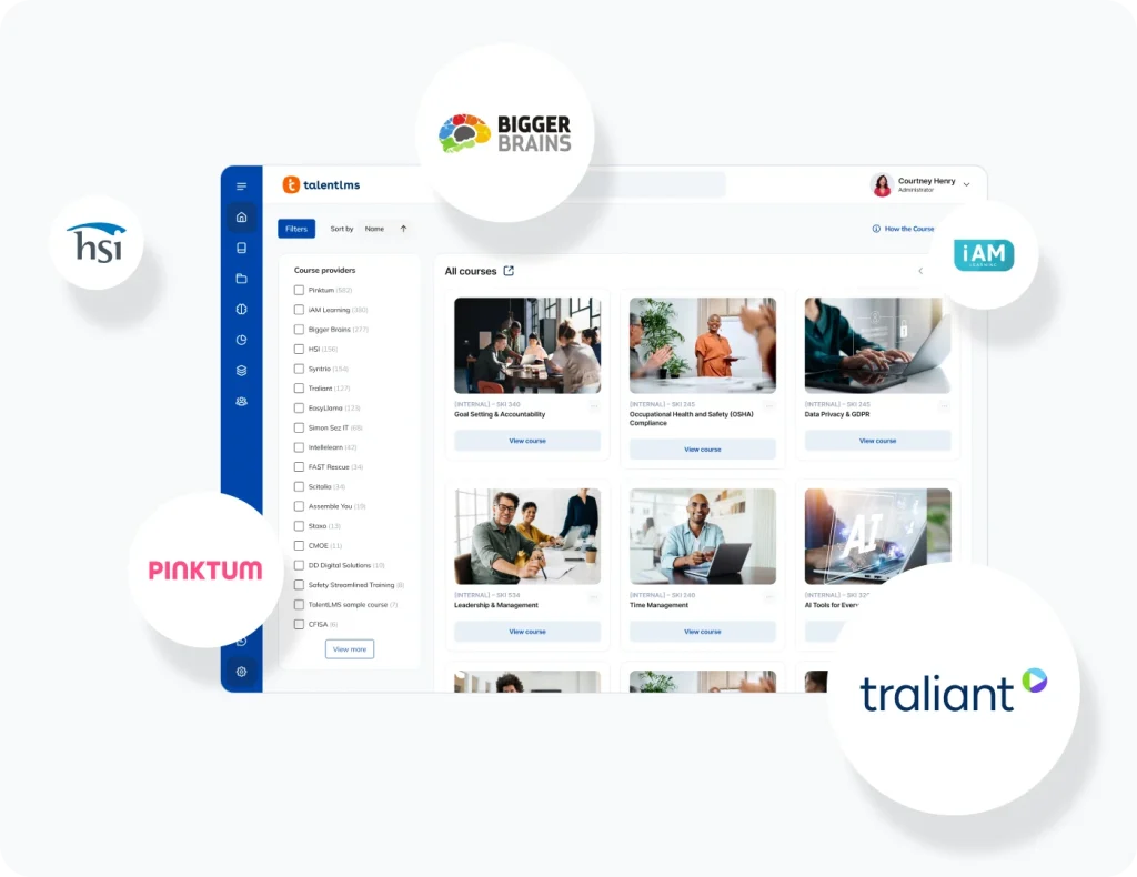 List of other course providers partnered with TalentLMS.